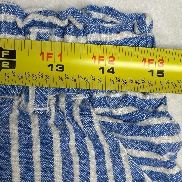 Jolt Striped Lightweight Linen Rayon Blend Paper Bag Belted Pocketed Shorts Lrg - Picture 6 of 8